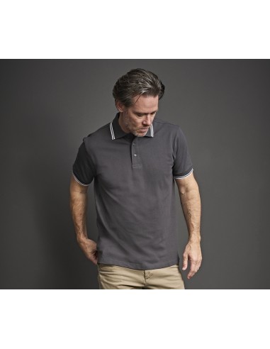 T-1407-Mens Luxury Stripe Stretch Polo